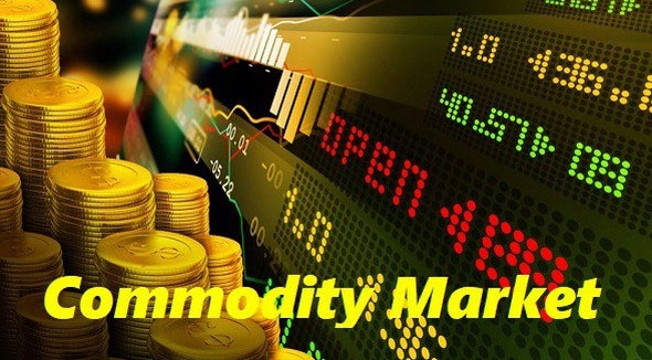Commodity Market with charts and gold coint
