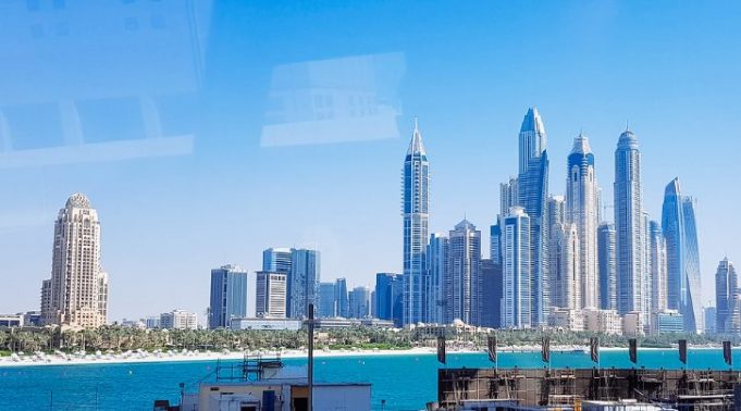 Dubai Skyline overlooking from the beac