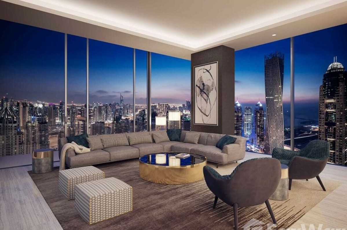 Living Room in luxury apartment in Dubai Marina