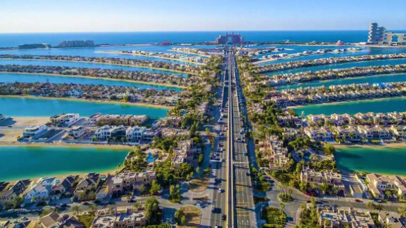 Palm Jumeirah Drone Shot during the day 