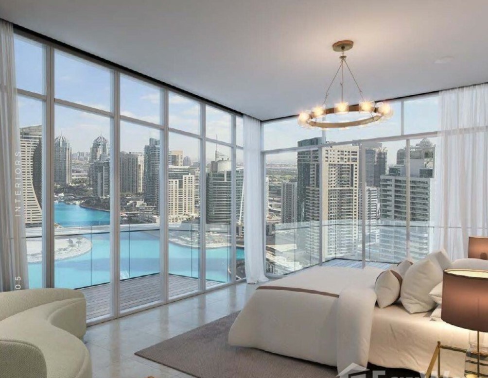 White Spacious apartment overlooking a marina