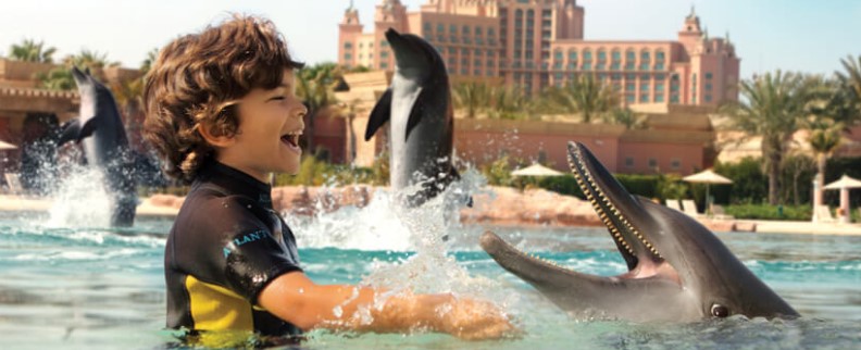 A-child-with-dolphin-in-the-water