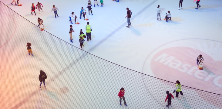 Dubai Mall Ice Rink with People Inside