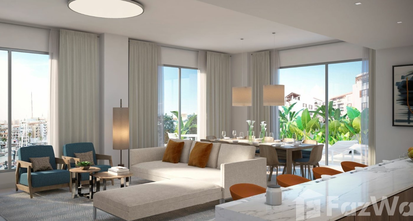 Living Room off white at La Voile Apartment for sale Jumeirah Dubai